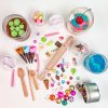 Sensory playdough kit with confetti and cherry like toys, rolling pin
